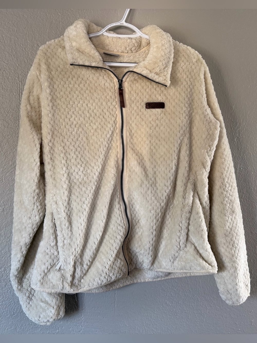 Columbia Fire Side Sherpa Full Fleece Jacket Coat Woman’s size XL Chalk color
